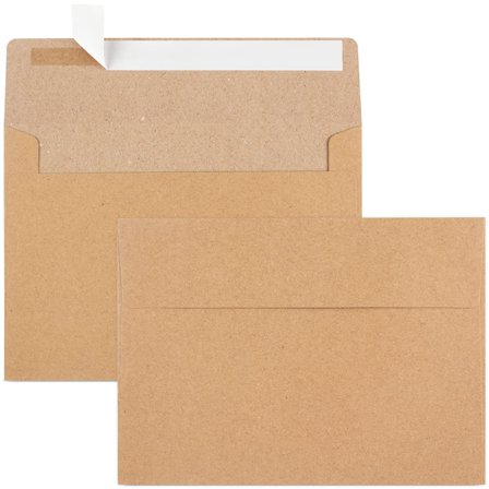 50 Pack 5x7 A7 Envelopes, Kraft Paper Invitation Envelopes for Greeting Cards, Wedding Invites, Party Favors, Business Mail, Personalized Stationery, brown
