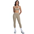 thumbnail image 2 of IBTOM CASTLE Two Piece Workout Sets for Women Color Block Strappy Sports Bra High Waist Leggings Yoga Pilates Outfits Light Gray, 2 of 7