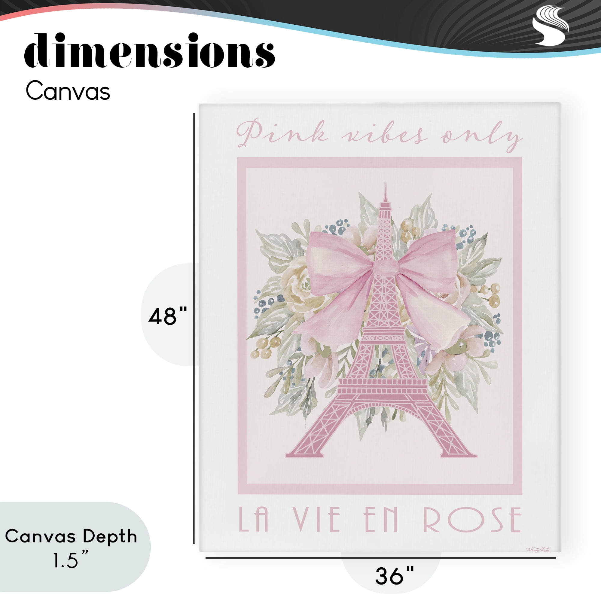 Stupell Industries Pink Vibes Only Paris Canvas Wall Art, design by Cindy Jacobs