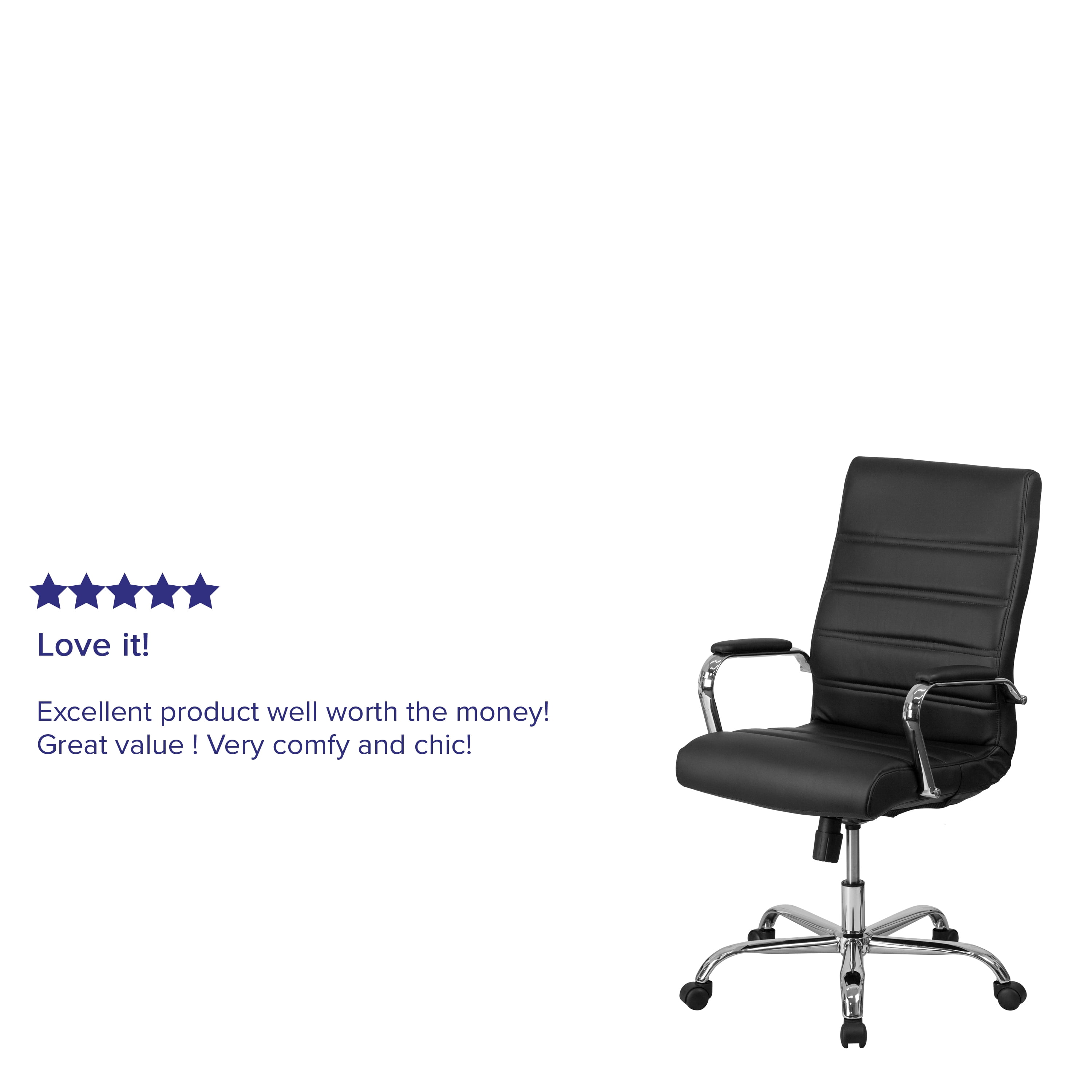 Emma + Oliver High Back Black LeatherSoft Executive Swivel Office Chair with Chrome Frame/Arms