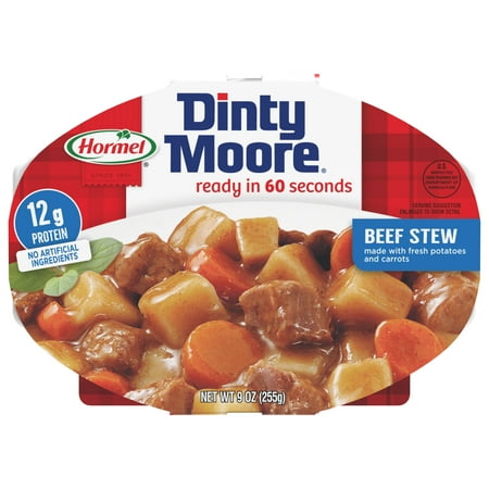 (6 pack) DINTY MOORE Beef Stew, Shelf-Stable, 12 grams Protein, 9 oz Plastic Microwaveable Tray