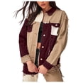 thumbnail image 2 of Denim Jacket for Women Lapel Button Pocket Jacket Denim Panel Contrast Coat,Womens Coats Plus Size Brown XXL, 2 of 6