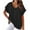 Black, variant on WREESH Women's Cotton Linen V-Neck T-Shirt Casual Short Sleeve Graphic Tee with Batwing Sleeves Black