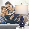 thumbnail image 5 of Double Gourd Ceramic Table Lamps Set of 2, Modern Navy Blue Bedside Lamps for Night Stand, Contemporary Nightstand Lamps for Bedroom Living Room (Bulb Included), 5 of 15