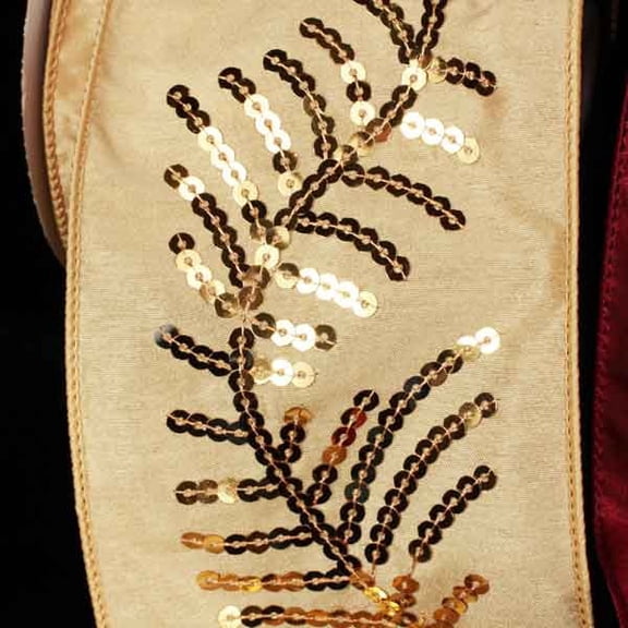 The Ribbon People Elegant Gold and Brown Milfoil Wired Craft Ribbon 4" x 10 Yards