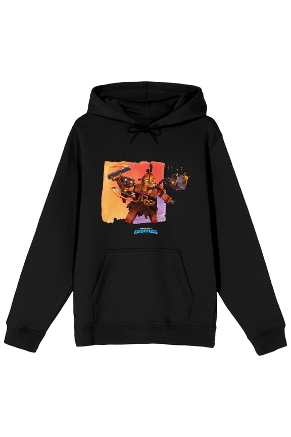 Minecraft Legends Portal Guard Long Sleeve Black Adult Hooded Sweatshirt-4XL