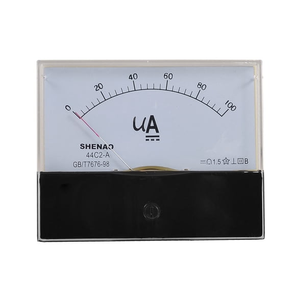 Unique Bargains Unique Bargains DC 0-100uA Analog Panel Meter Ammeter Clear Black 44C2 w Screws