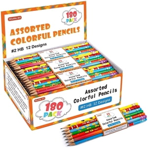 Shuttle Art Colored Pencils, 180-Count with 12 Designs