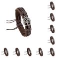 thumbnail image 2 of Pulseras de cuero con abalorio de cuerda trenzada Qarigey 10Conjunto Marrón, 2 of 6