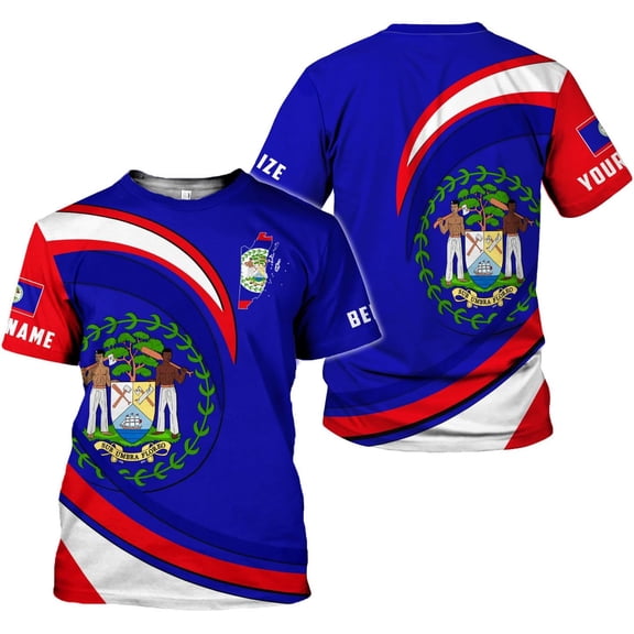 Personalized Belize Shirt Coat of Arms of Belize Flag Shirts Belizean Country Flag Gift T-Shirt Belizean Shirt S-5XL (S)