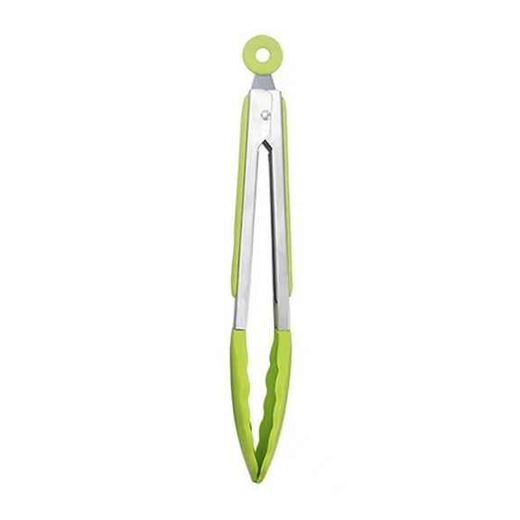 600ºF Heat Resistant Kitchen Tongs: SATRINO 7 inch Silicone Cooking Tong with Firm Sealed Non Stick Rubber Tips & Silicon Coated Stainless Steel Handle & Smooth Locking for Serving Salad (Green)