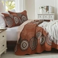 thumbnail image 2 of 3-Piece Full/Queen Size Bedspread Coverlet Set - Orange Mandala Quilt with 2 Pillow Shams, Microfiber, 2 of 7