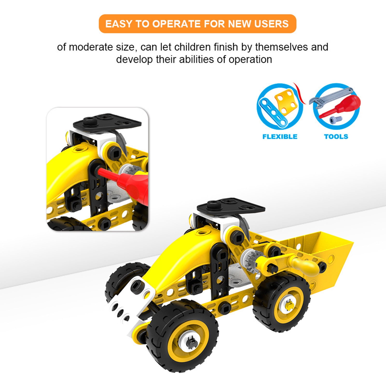 SIYTUAU 8 In1 Building Kit Toys Erector Set With 100Pcs Diy Engineering Blocks Creative Construction Educational Gift For Boys 6-12 Years Old Yellow Plastic Assembling Toy