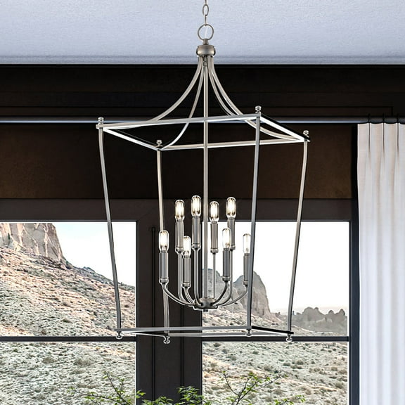 Luxury Tranditional Chandelier, 36H x 20W, with Transitional Style, Brushed Nickel, UHP4270 by Urban Ambiance