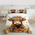 thumbnail image 2 of Homewish Rustic Highland Bull Bedding Comforter Set, Groovy Daisy Flower Twin Comforter Sets, Teens Kids Boys Girls Reversible Bedding Set, Breathable Home Decor, 2-Piece, 2 of 8