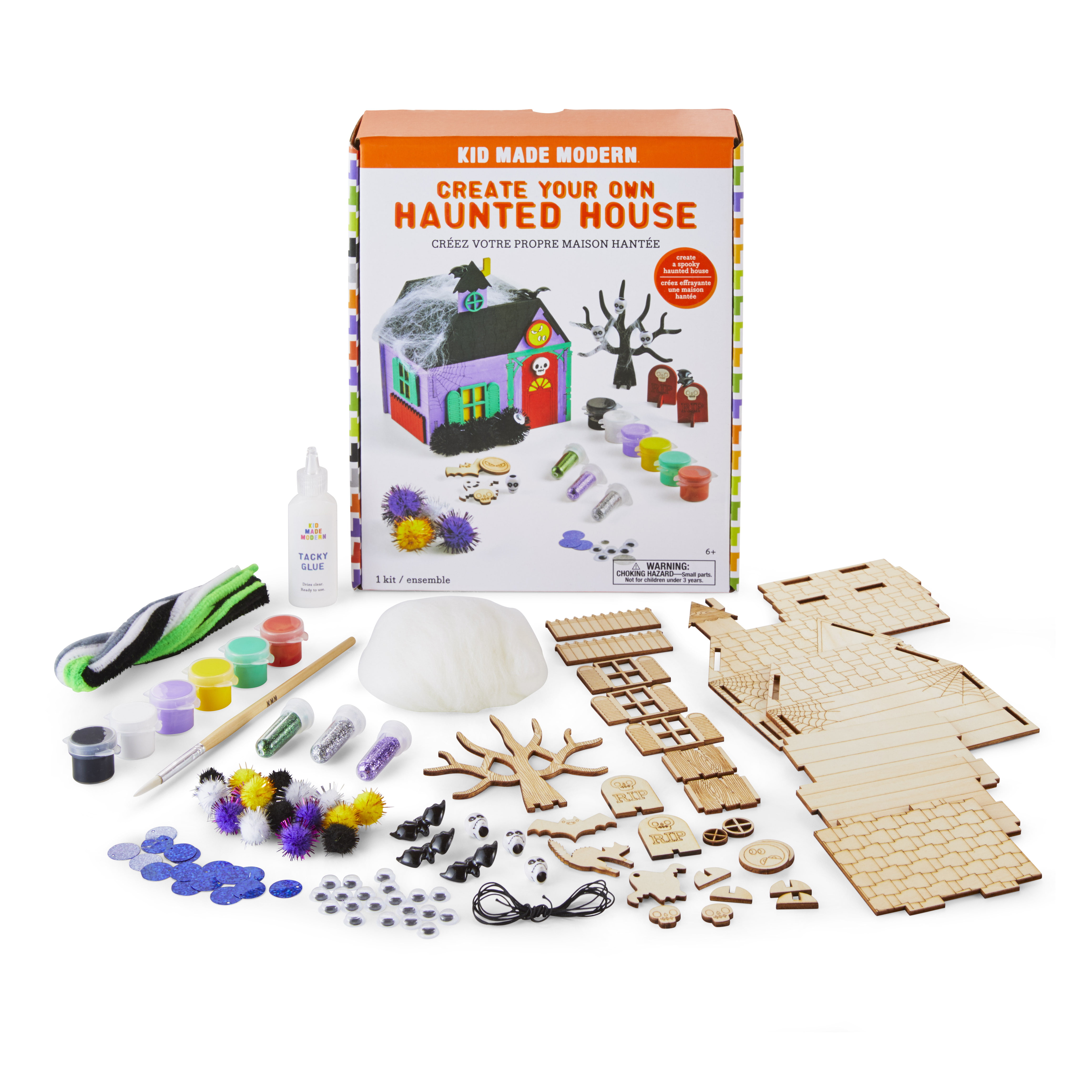 Includes Paints & Brushes ,Painting Arts and Crafts Wooden Set for Kids Age 4-12,Mini Luminous Cabin House Christmas Tree Craft Wooden House Kits for Christmas,Make a Christmas Cabin House Kit
