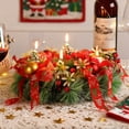 thumbnail image 3 of 11.8" Christmas Advent Wreath Christmas Wreath, Artificial Wreath with Red Berries, Pine Needles & Pinecones, Candle Wreaths for Christmas Candles Decorations Tabletop Centerpieces, 3 of 5