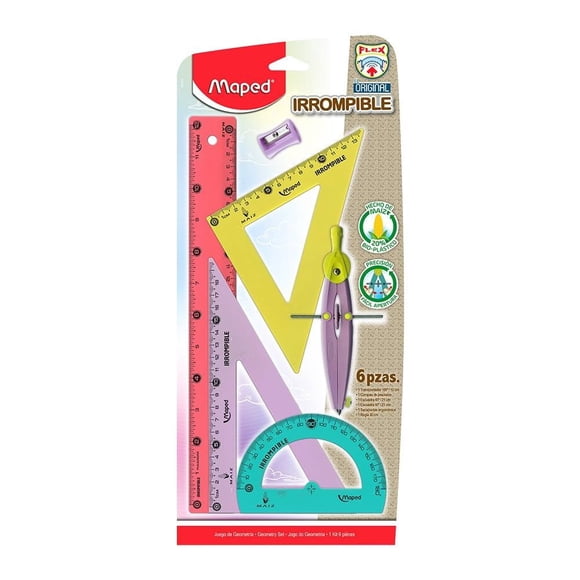 Juego de Geometría Maped Flex Irrompible de Colores 6 Piezas