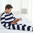 thumbnail image 6 of Goofa Navy Blue And White Stripes for 2-piece Loungewear Set Men’s Sleepwear Set Soft PJs Cozy loungewear Comfy Sleep Set Winter Pajamas-XX-Large, 6 of 7