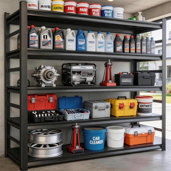 72" H Garage Shelving 3000LBS Heavy Duty Shelving Units and Storage Shelves Adjustable 5 Tier Metal Industrial Shelving for Kitchen,Utility Room and Basement,Black (24" D*48" W*72" H)