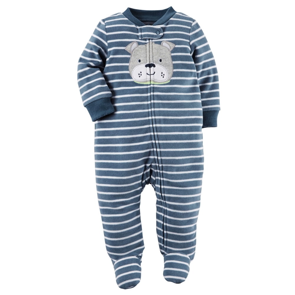 Carter's - Carters Baby Boys Fleece Zip-Up Sleep & Play Dog Stripe Blue ...