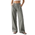 thumbnail image 2 of MuXiKeJi Clothes Cotton Linen Pants Women Petite High Waisted Wide Leg Trousers Summer Dressy Casual Work Slacks with Pockets, 2 of 6