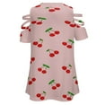 thumbnail image 5 of Cherries Womens Summer V Neck Zipper Top Short Sleeve T Shirt Off Shoulder Top Casual Classy Loose Shirts, 5 of 7