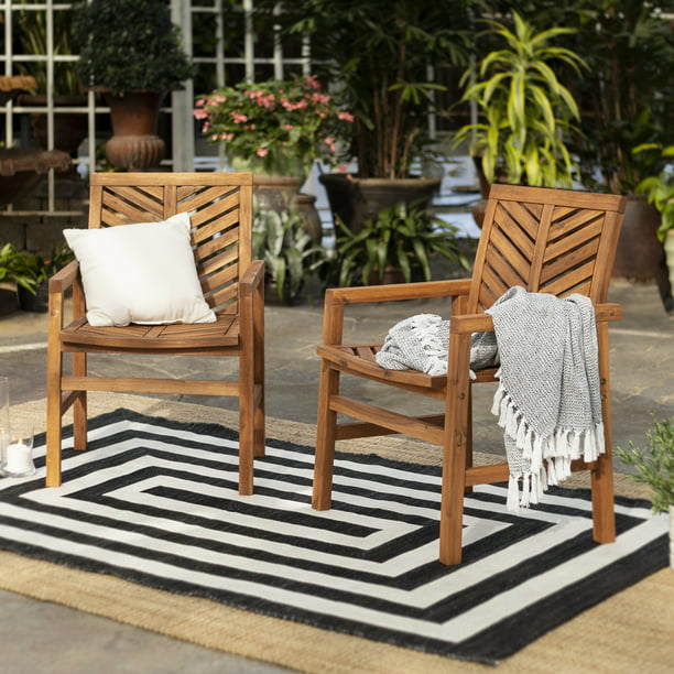 Brown Chevron Outdoor Wood Patio Chairs, Wooden Patio Furniture
