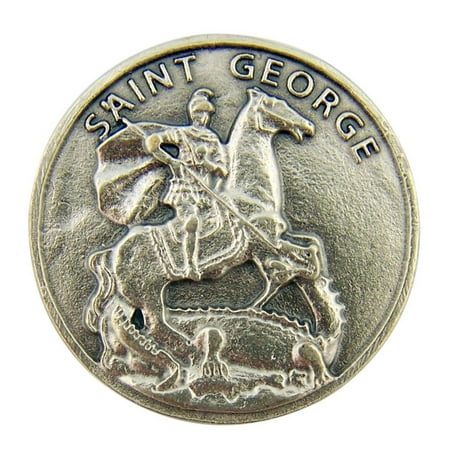 - Protector Against Evil Saint George 1 1/8 Inch Silver Tone Pocket Token
