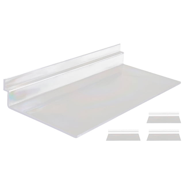 FUTUREORYY 4Pcs Transparent Shoe Store Display Shelves Plastic Slatwall Floating Wall Shelf