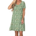 thumbnail image 3 of ANYJOIN Women's Summer Casual Dresses V Neck Short Sleeve Swing Dress with Pockets, 3 of 7