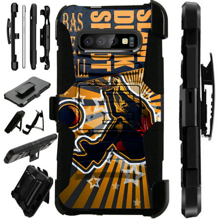 Compatible Samsung Galaxy S10 S 10 (2019) Case Armor Hybrid Phone Cover LuxGuard Holster (Basketball