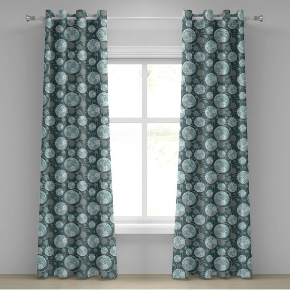 Ambesonne Vintage Grommet Curtain, Oriental Shape, 50" x 72", Pink Blue