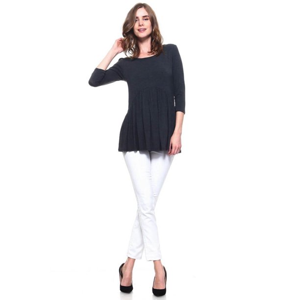 トップス HEVE Arch Peplum knit charcoal Women's Peplum Knit Top, Heather Charcoal, M - Walmart Business