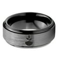 thumbnail image 2 of Tungsten Growing Planting Nature Plant Band Ring 8mm Men Women Comfort Fit Black Step Bevel Edge Brushed Gray Polished, 2 of 4