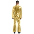thumbnail image 2 of TiaoBug Mens Movie Star Jumpsuit sHINY Metallic Singer Dancer Leotard Halloween Party Costume Gold L, 2 of 7