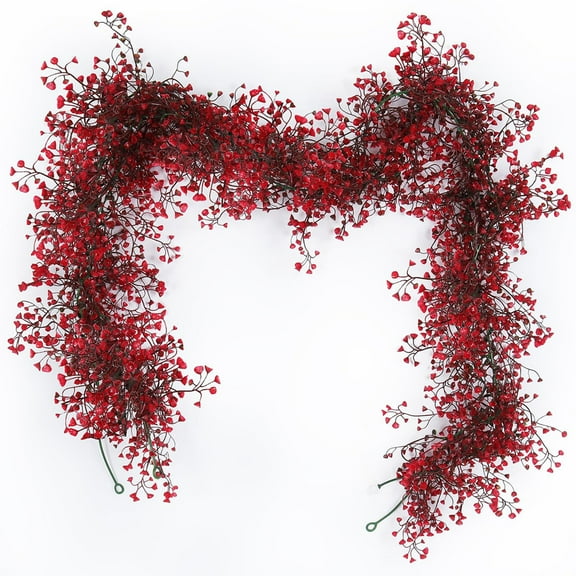 Wadada Artificial Vines Ivy Fall Garland, 5.6Ft Fake Eucalyptus Garland UV Resistant Hanging Vines Plants Faux Ivy Decor for Indoor Outdoor Home Garden Wedding Autumn Thanksgiving Party Arch (Red)