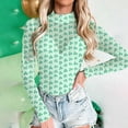 thumbnail image 6 of Kcolen Mesh Top for Women St. Patrick‘s Day Shamrock Print Stylish Sheer Fitted Triangle Jumpsuit Plus Size Long Sleeve Clothes, 6 of 7