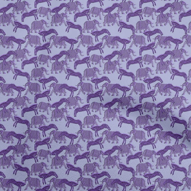 oneOone Cotton Jersey Violet Fabric Elephant Craft Projects Decor Fabric Printed By The Yard 58 Inch Wide
