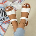 thumbnail image 6 of Summer Sandals for Women 2025 Open Toe Ankle Strap Flats Slides Slippers Summer Casual Women Beach Fashion Shoes, 6 of 7