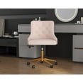 thumbnail image 2 of Velvet Armless Home Office Desk Chair, Swivel Height-Adjustable Small Cute Vanity Chair for Women/Girls, Comfy Makeup Chair with Rivet and Gold Base for Living Room, Bedroom(Light Pink), 2 of 18