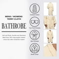 thumbnail image 3 of BNM Terry Cotton Adult Unisex Bathrobe, Large, Ivory, 3 of 10