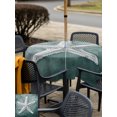 thumbnail image 5 of Outdoor Tablecloth with Umbrella Hole for Patio/Picnic/Party/Camping, Green Coastal Waterproof Table Cloth Square Cover Washable, Summer Ocean Beach Nautical Modern Starfish (54"x 54"), 5 of 9
