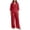 Red#two piece set for women#2, variant on VBTAPA 2 Piece Outfits for Women 3/4 Sleeve V Neck Top Wide Leg Pants Matching Lounge Sets Travel Casual Outfit Set Black S