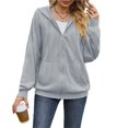 thumbnail image 4 of Wevis Women's Full Zip Hooded Jacket Long Sleeve Loose Casual Outerwear With Pockets, 4 of 6