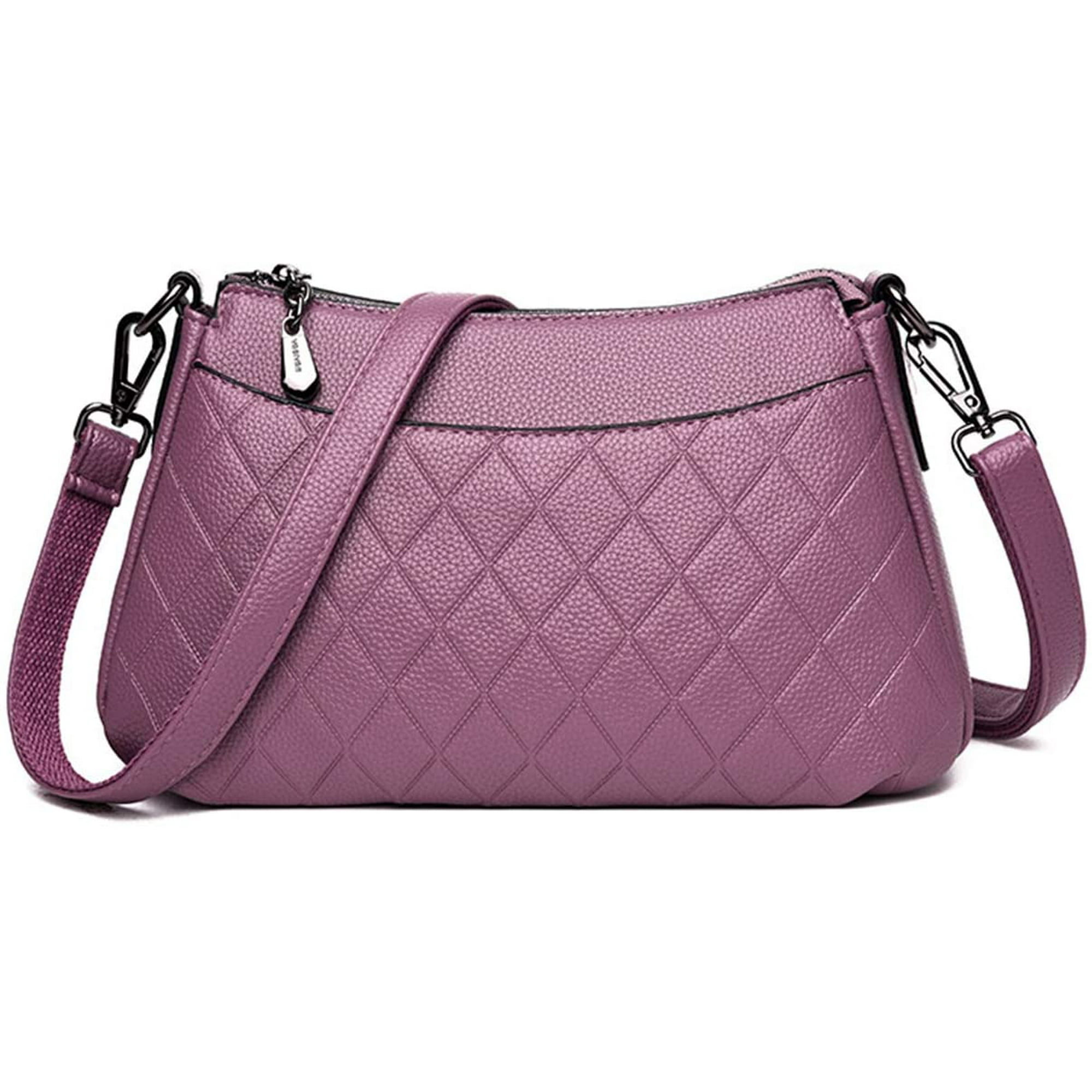 Crossbody Handbag Purse Soft PU Leather Shoulder Bag Functional Travel Purse Zipper Purses and Handbag Grey
