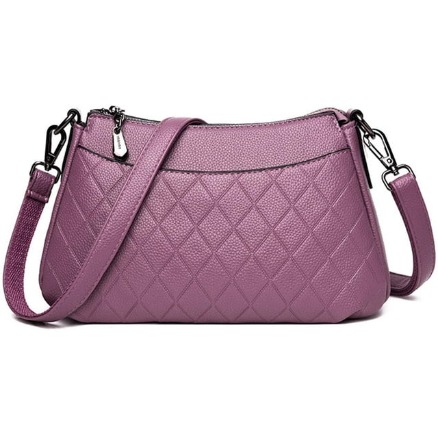 Crossbody Handbag Purse Soft PU Leather Shoulder Bag Functional Travel Purse Zipper Purses and Handbag (Grey)