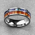 thumbnail image 4 of 8mm Male and Female Wood and Shell Inlay Tungsten Carbide Ring Wedding Band Flat Edge Comfort Fit Size 7-12, 4 of 6