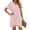 Pink, variant on Womens Summer Dresses Eyelet V Neck Short Sleeve Front Knot Lightweight Casual Loose Breathable Homewear Mini Dress