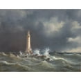 thumbnail image 2 of Anton Melbye 18x15 Black Ornate Wood Framed Double Matted Museum Art Print Titled - Eddystone Lighthouse (1846), 2 of 5